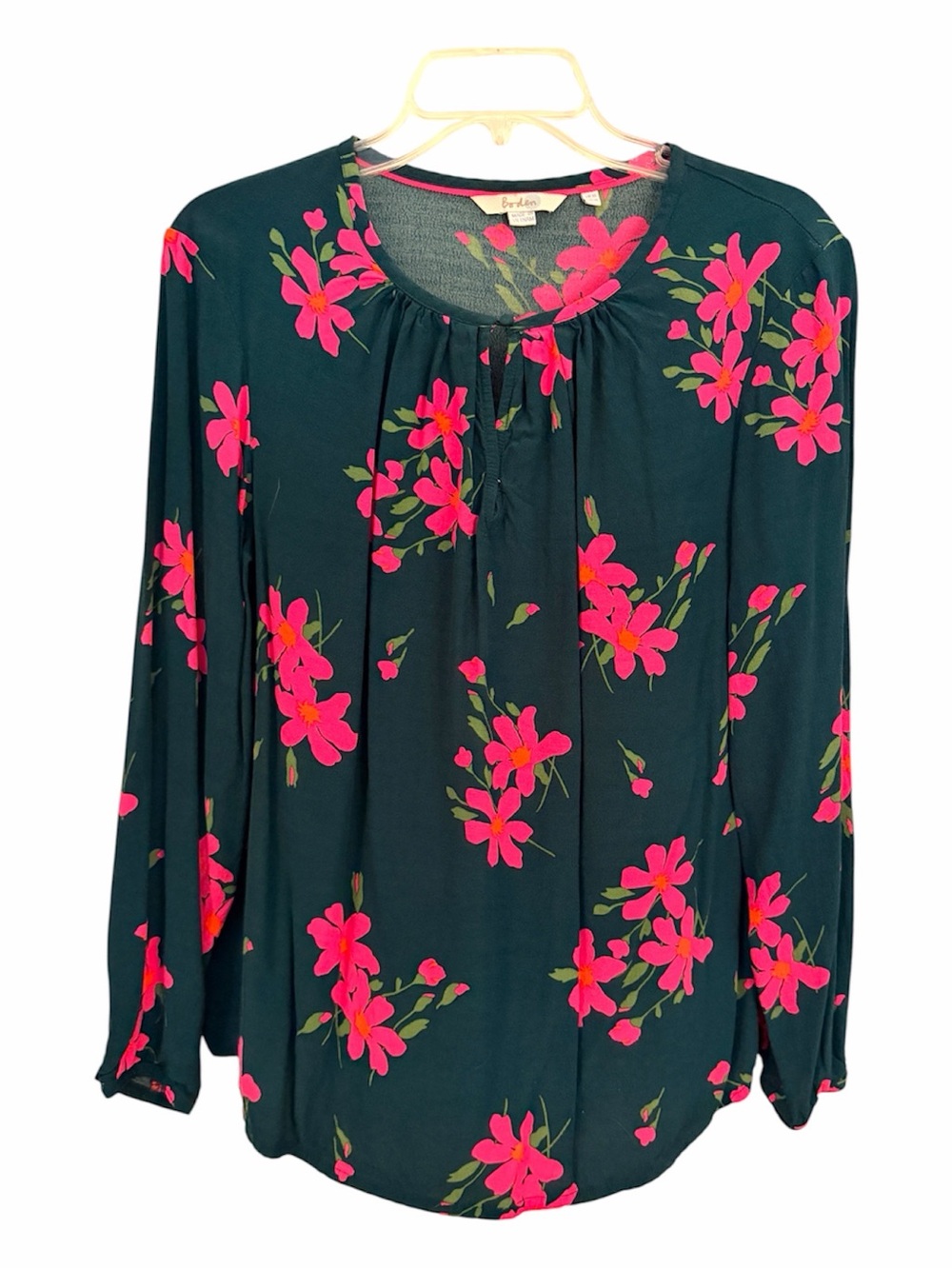 BODEN US14 Mara Green Pink Floral Top